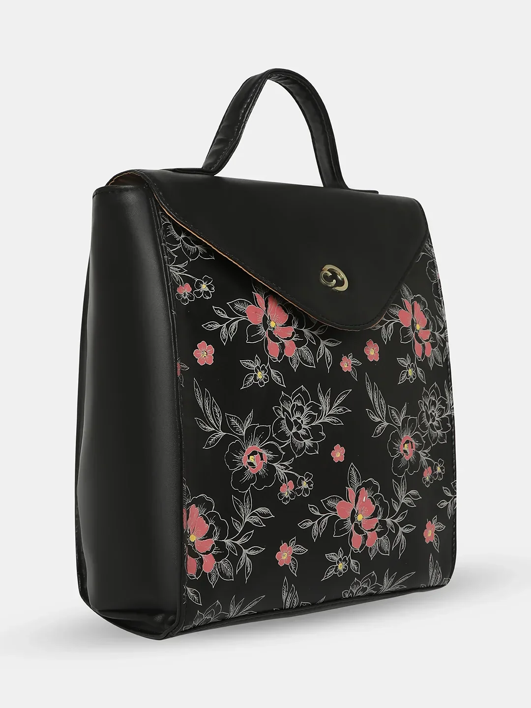 Caprese Snow Printed Medium Black Backpack - Image 4