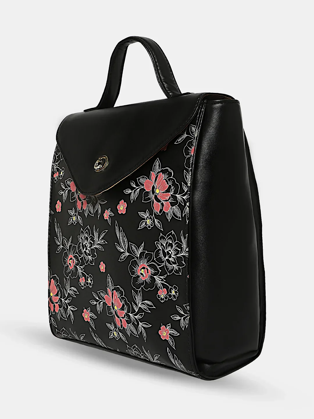 Caprese Snow Printed Medium Black Backpack - Image 6
