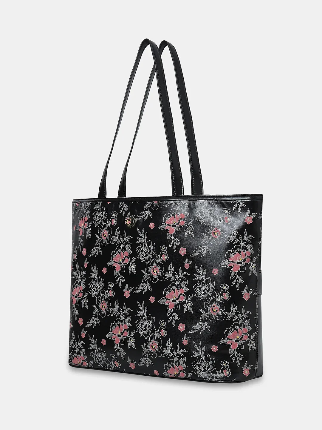 Caprese Snow Printed Large Black Laptop Tote Bag - Image 6