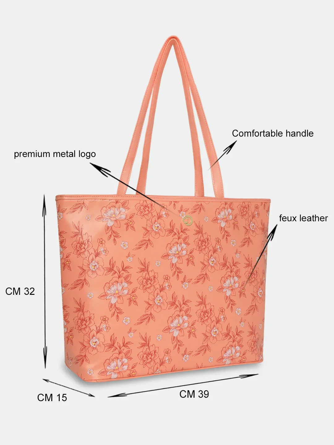 Caprese Snow Printed Large Coral Laptop Tote - Image 5