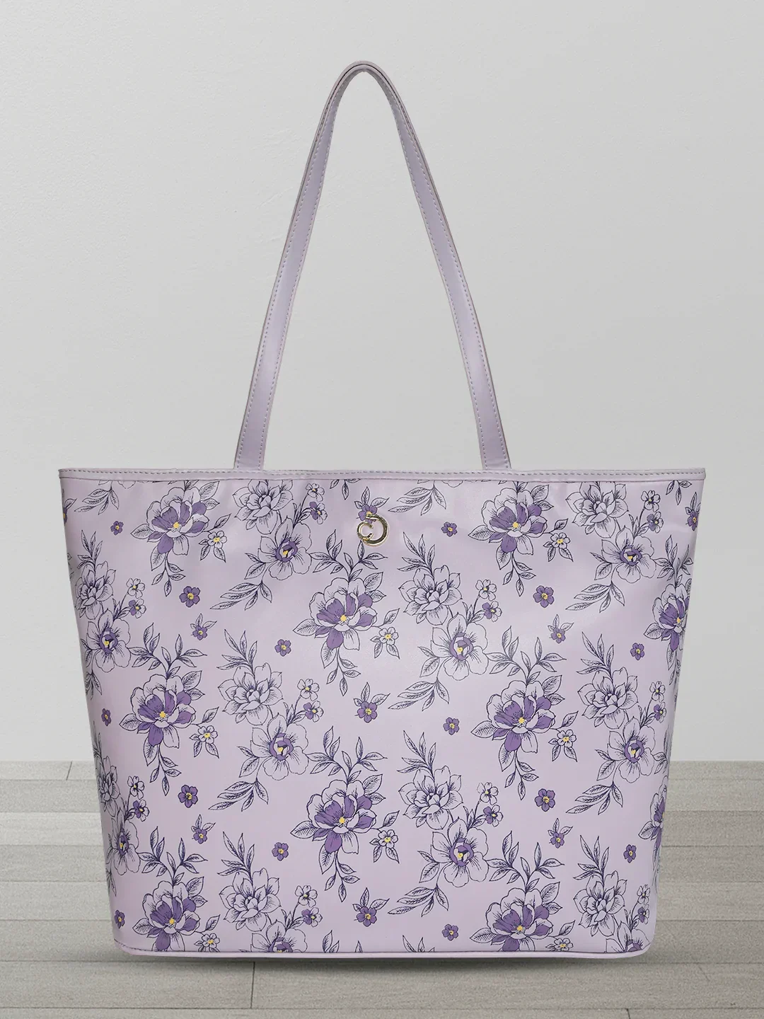 Caprese Snow Printed Large Lavender Laptop Tote - Image 4