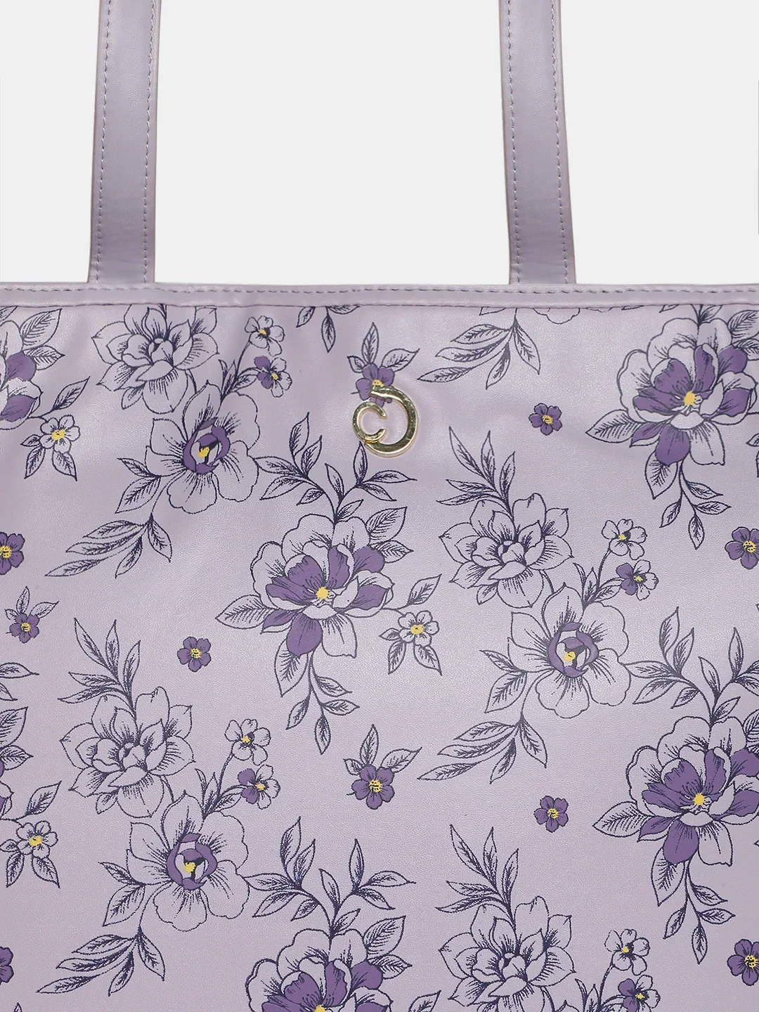 Caprese Snow Printed Large Lavender Laptop Tote - Image 9