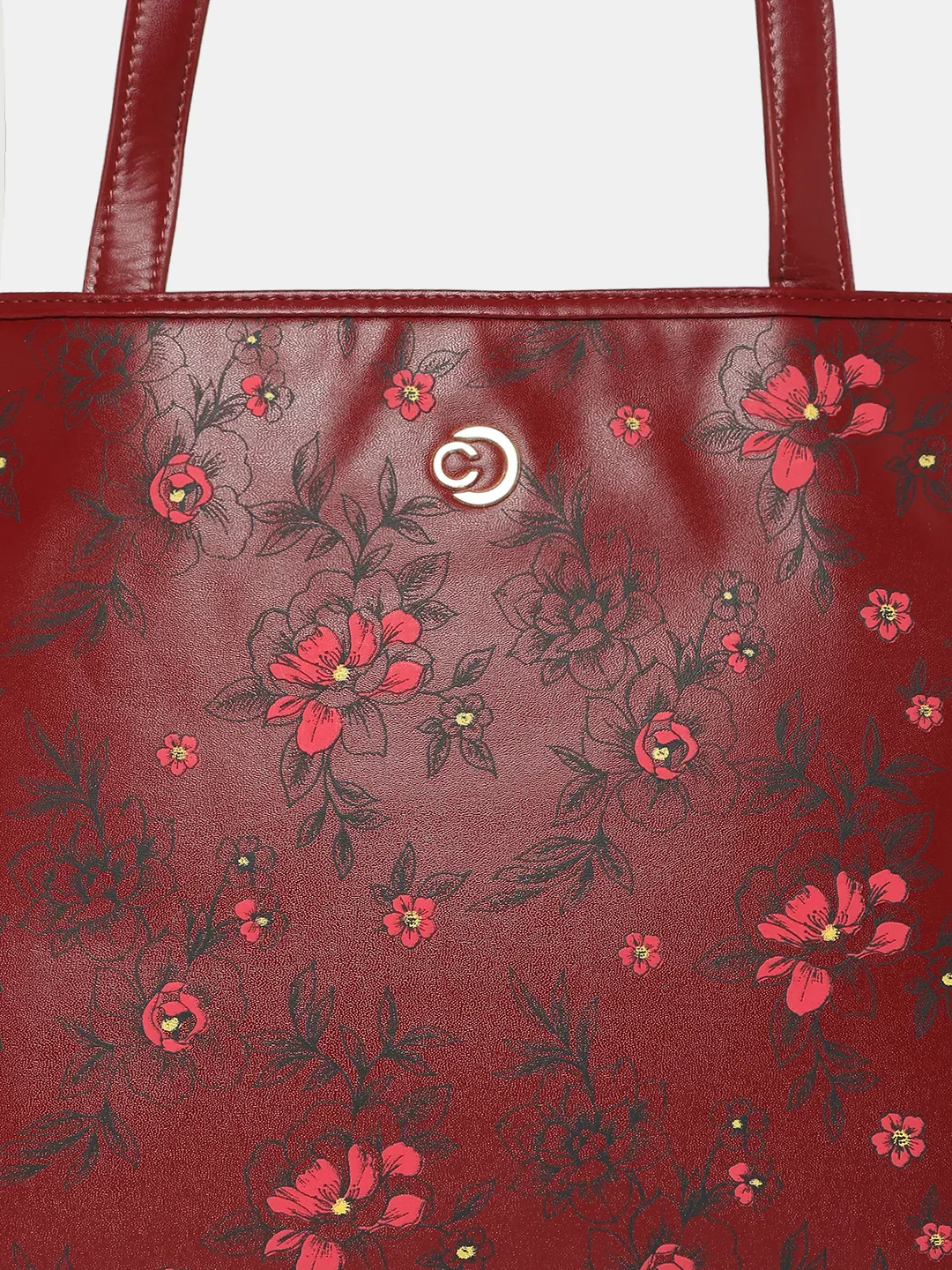 Caprese Snow Printed Large Maroon Laptop Tote - Image 11