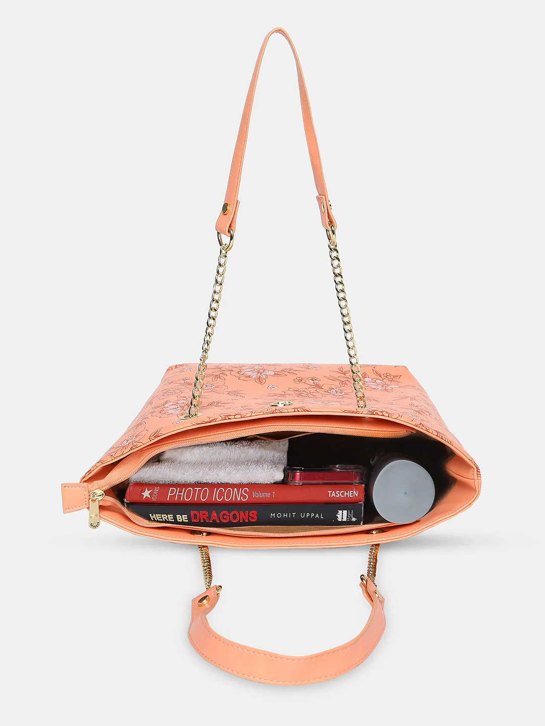 Caprese Snow Printed Large Coral Satchel Bag - Image 10