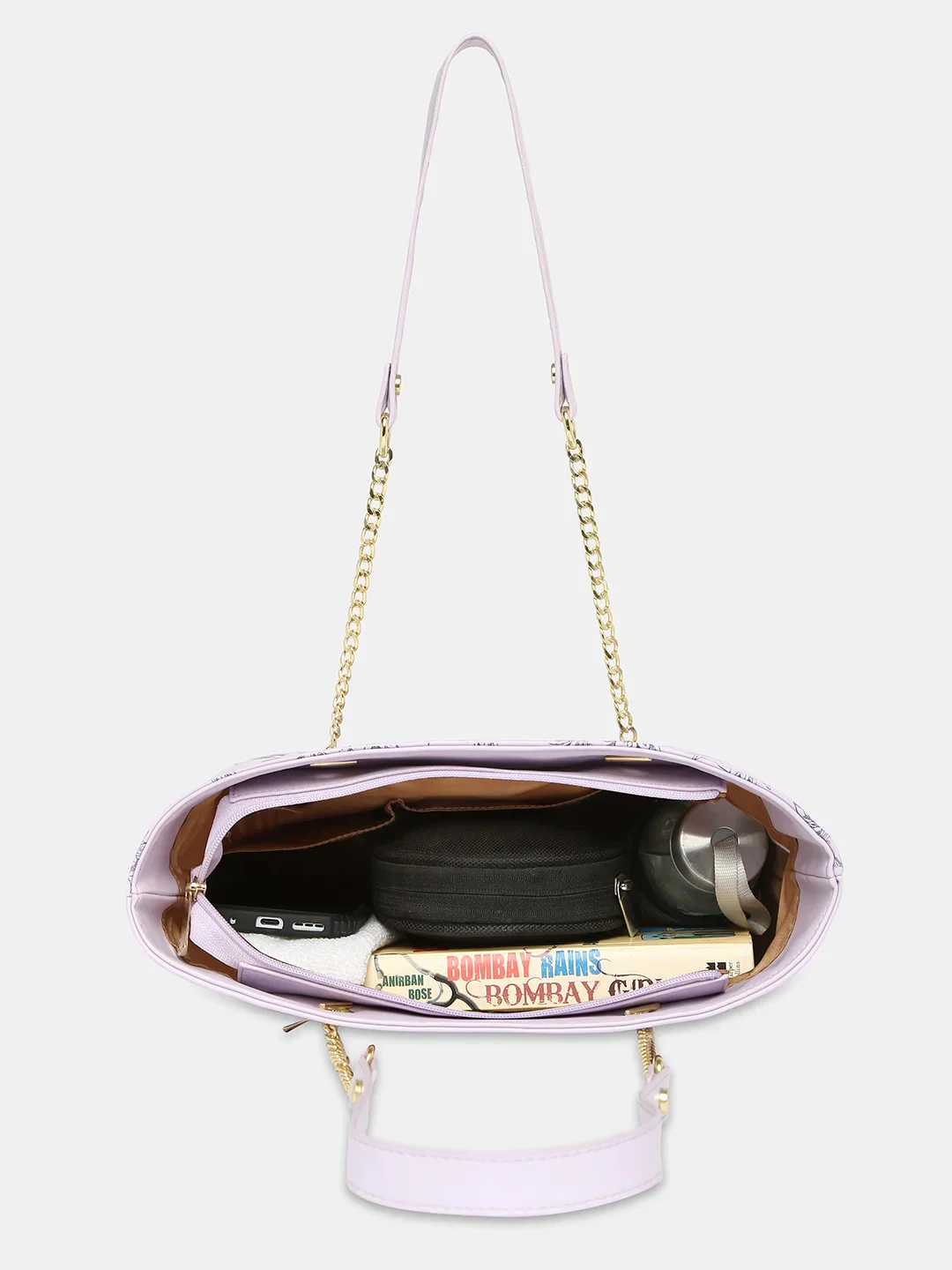 Caprese Snow Printed Large Lavender Satchel Bag - Image 10