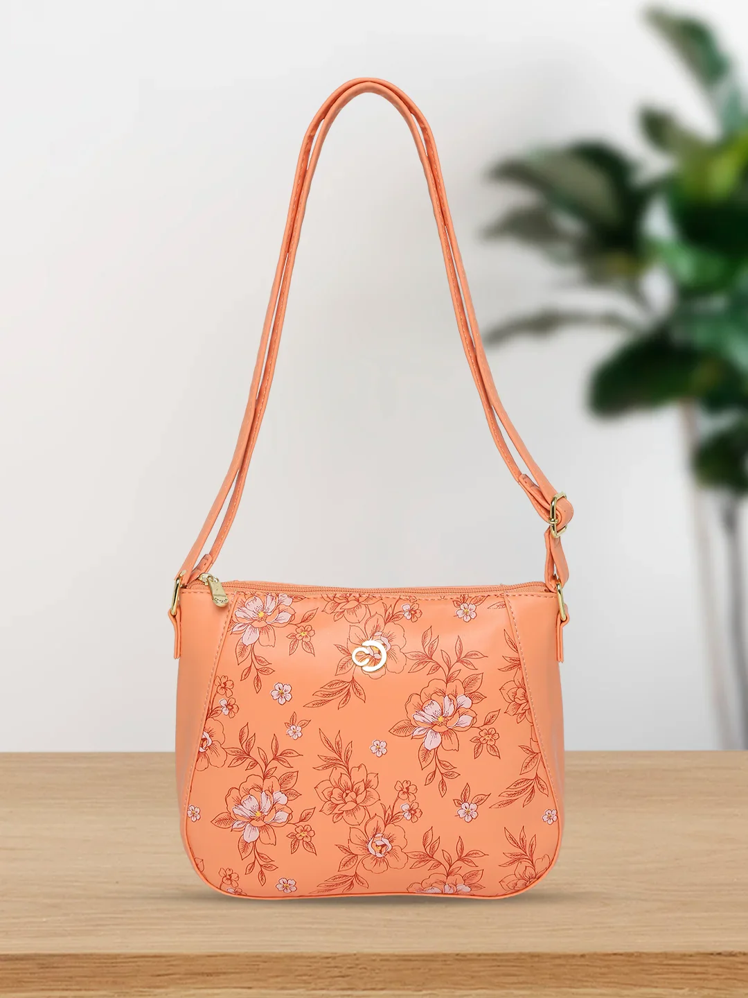 Caprese Snow Medium Printed Coral Sling Bag - Image 2