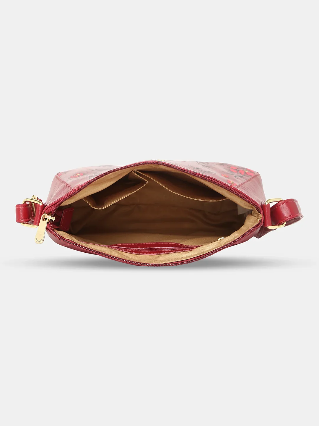 Caprese Snow Medium Printed Maroon Sling Bag - Image 10