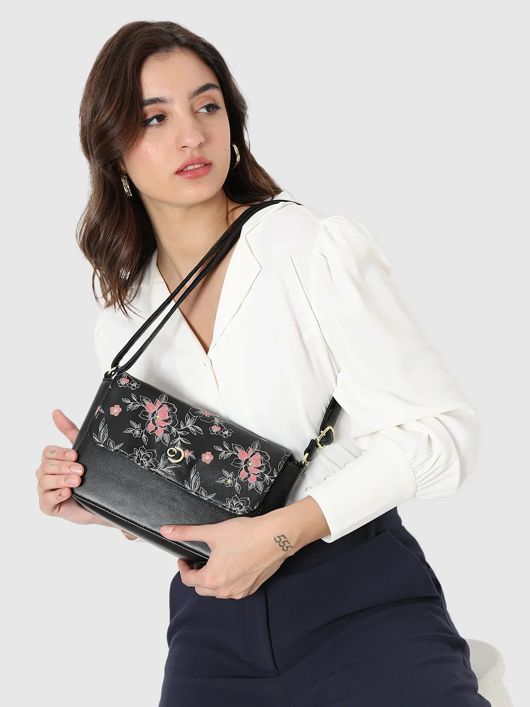 Caprese Snow Printed Small Black Sling Bag - Image 3