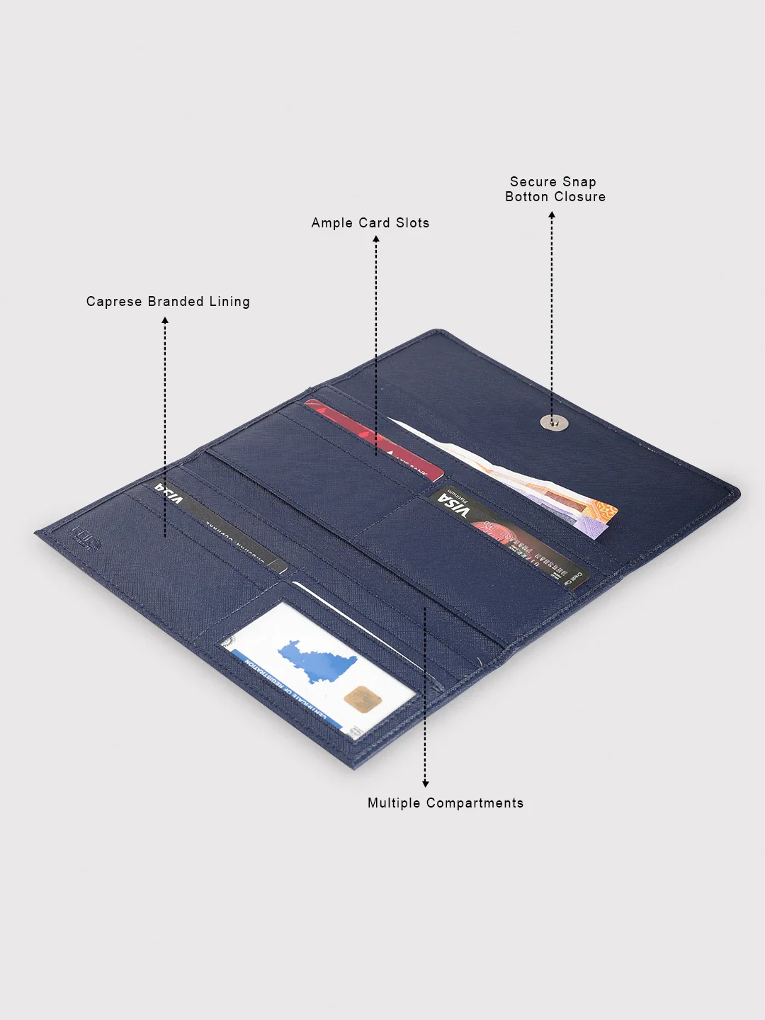 Caprese Sophia Medium Navy Flap Wallet - Image 12