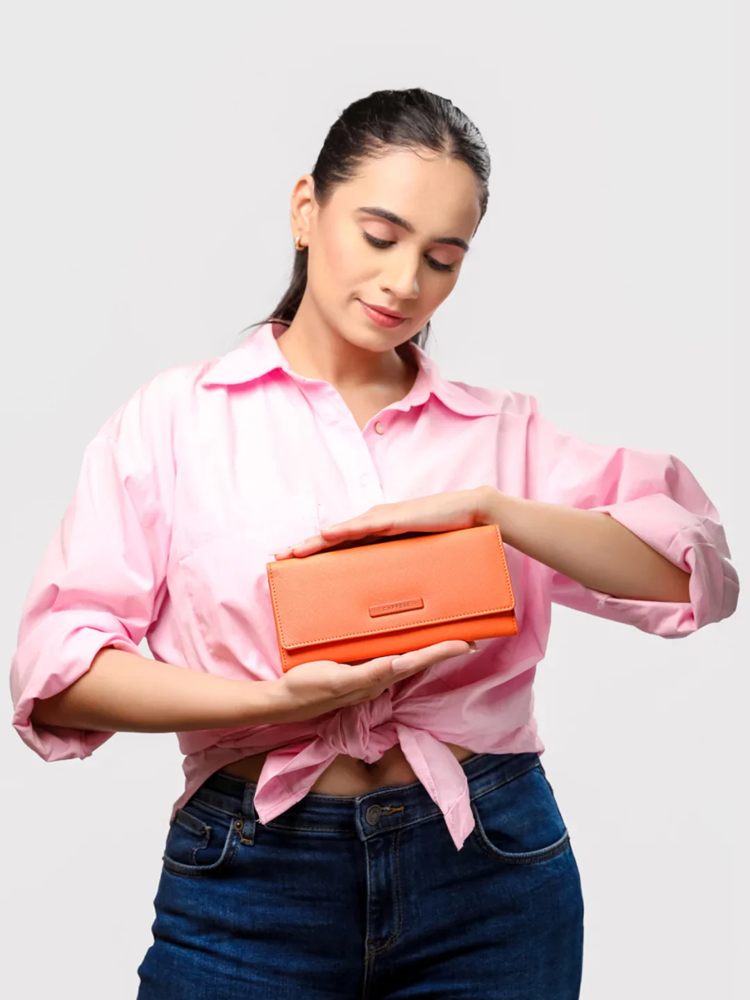 Caprese Sophia Medium Orange Flap Wallet - Image 13