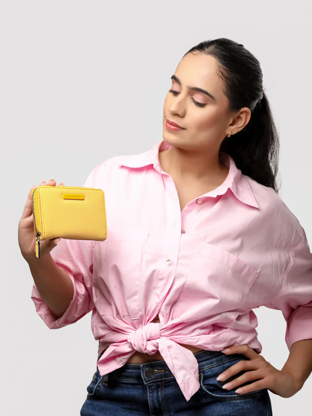 Caprese Sophia Small Yellow Zip Around Wallet - Image 13
