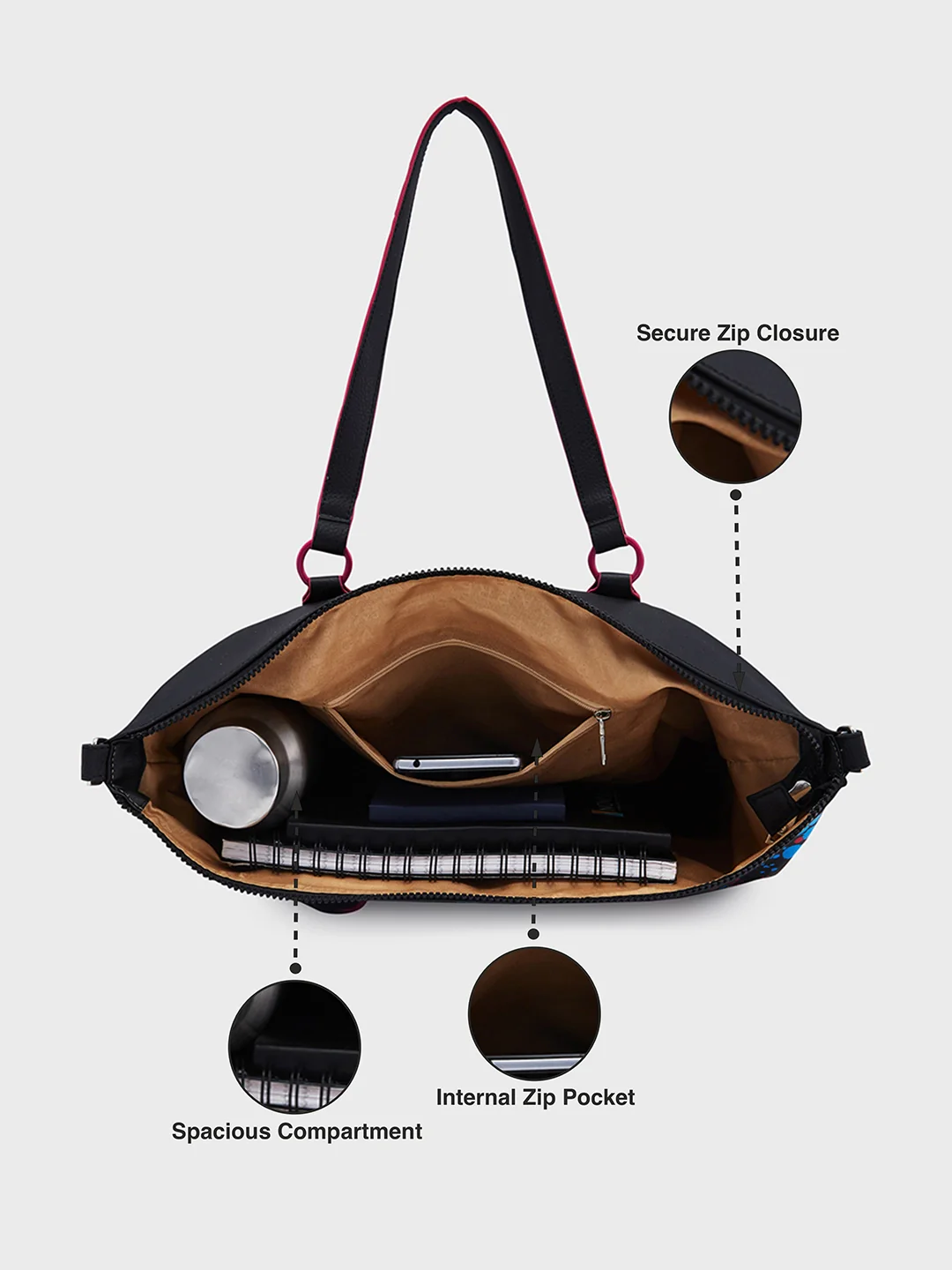 Caprese Splash Large Black Tote - Image 7