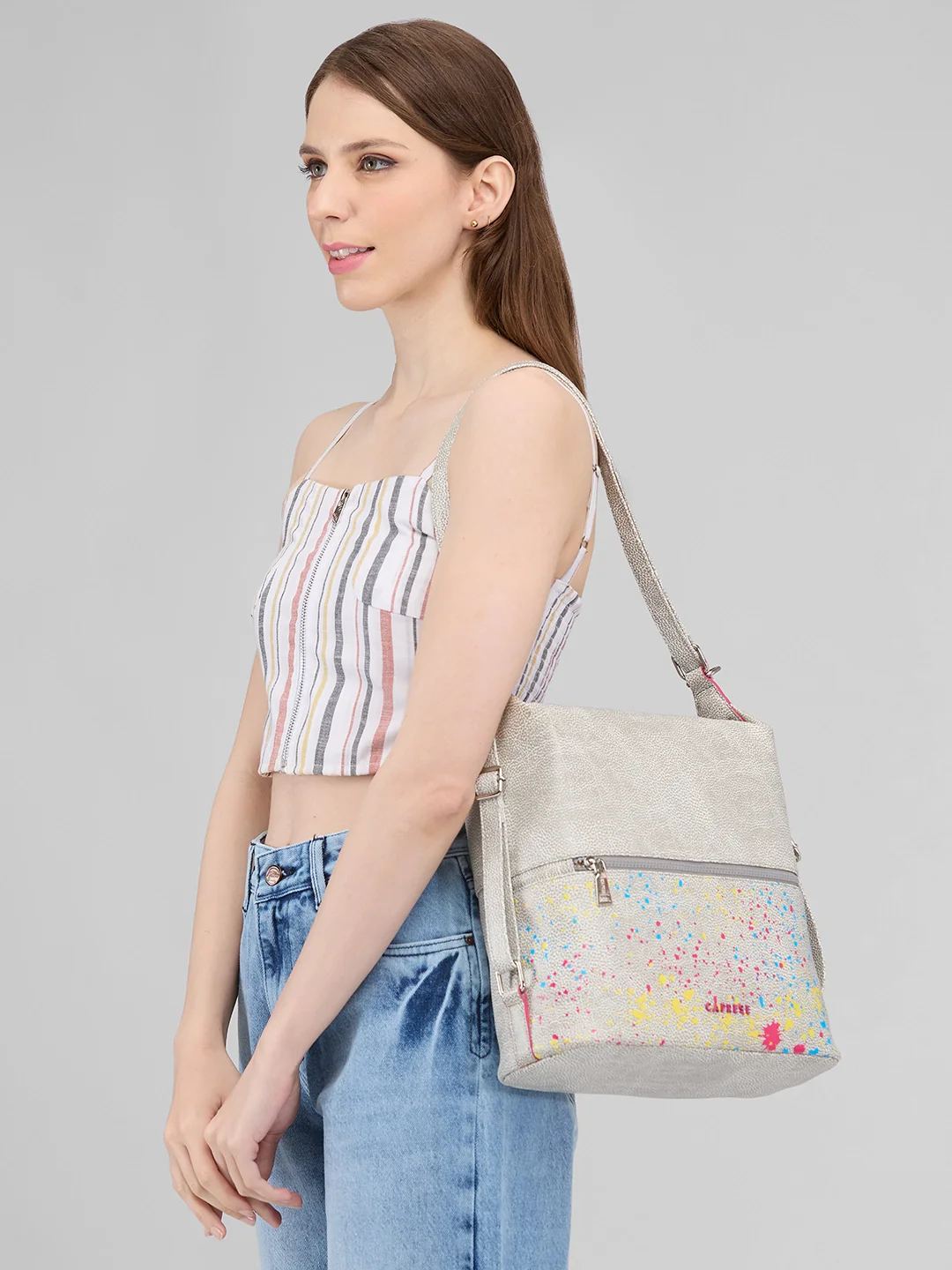 Caprese Splash Medium Beige Backpack - Image 12