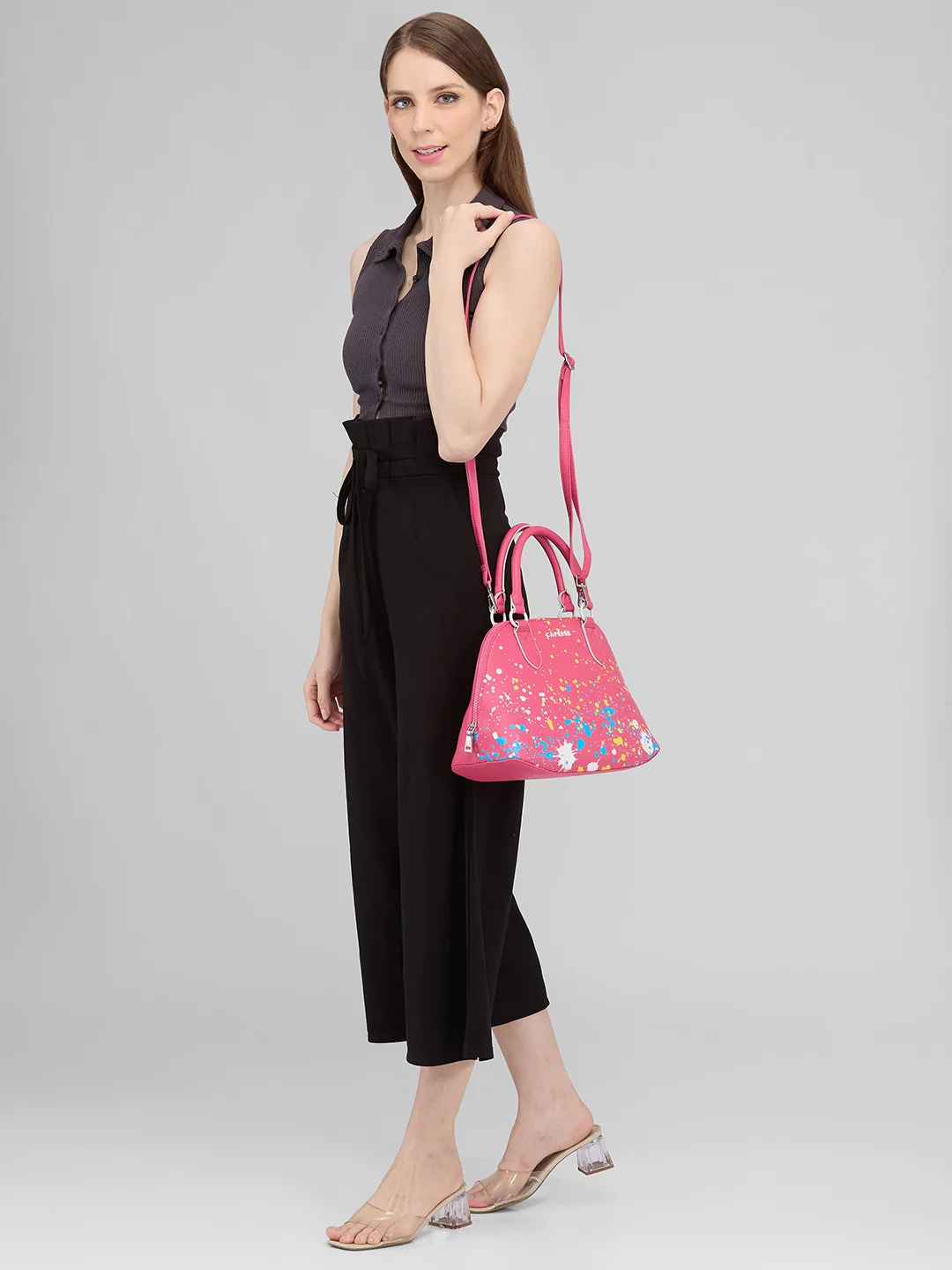 Caprese Splash Small Fuchsia Satchel - Image 11