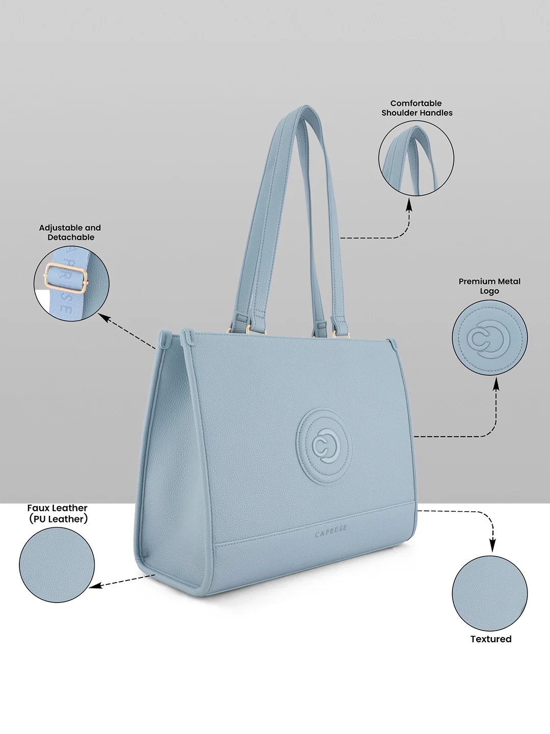 Caprese Suite Large Powder Blue Tote Bag - Image 3