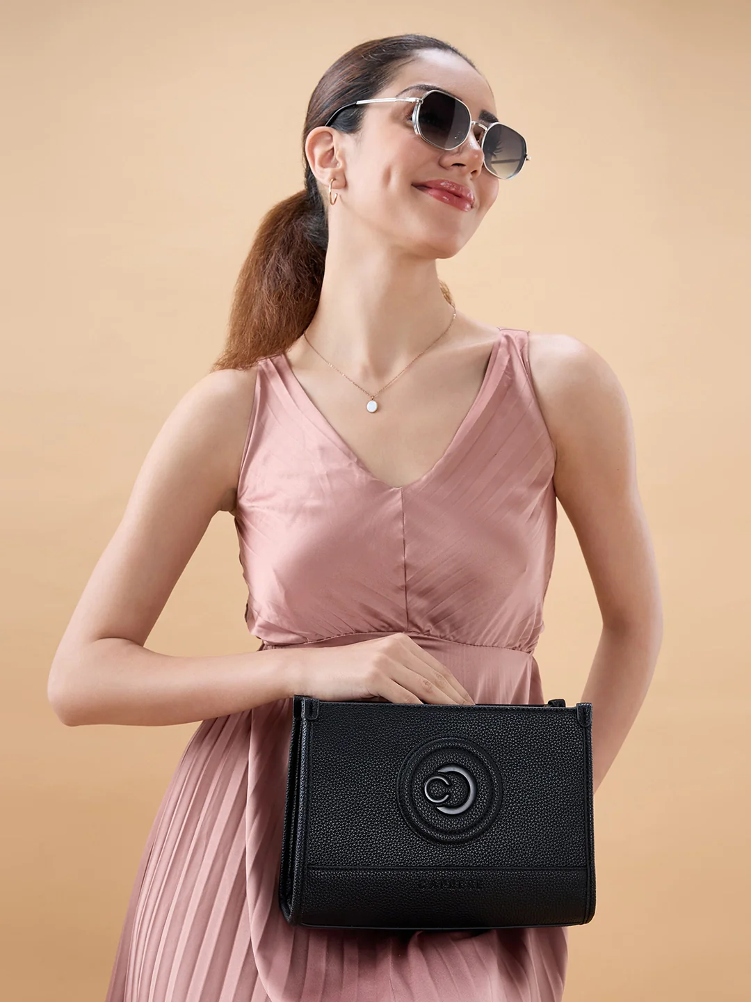 Caprese Suite Medium Black Sling Bag - Image 2