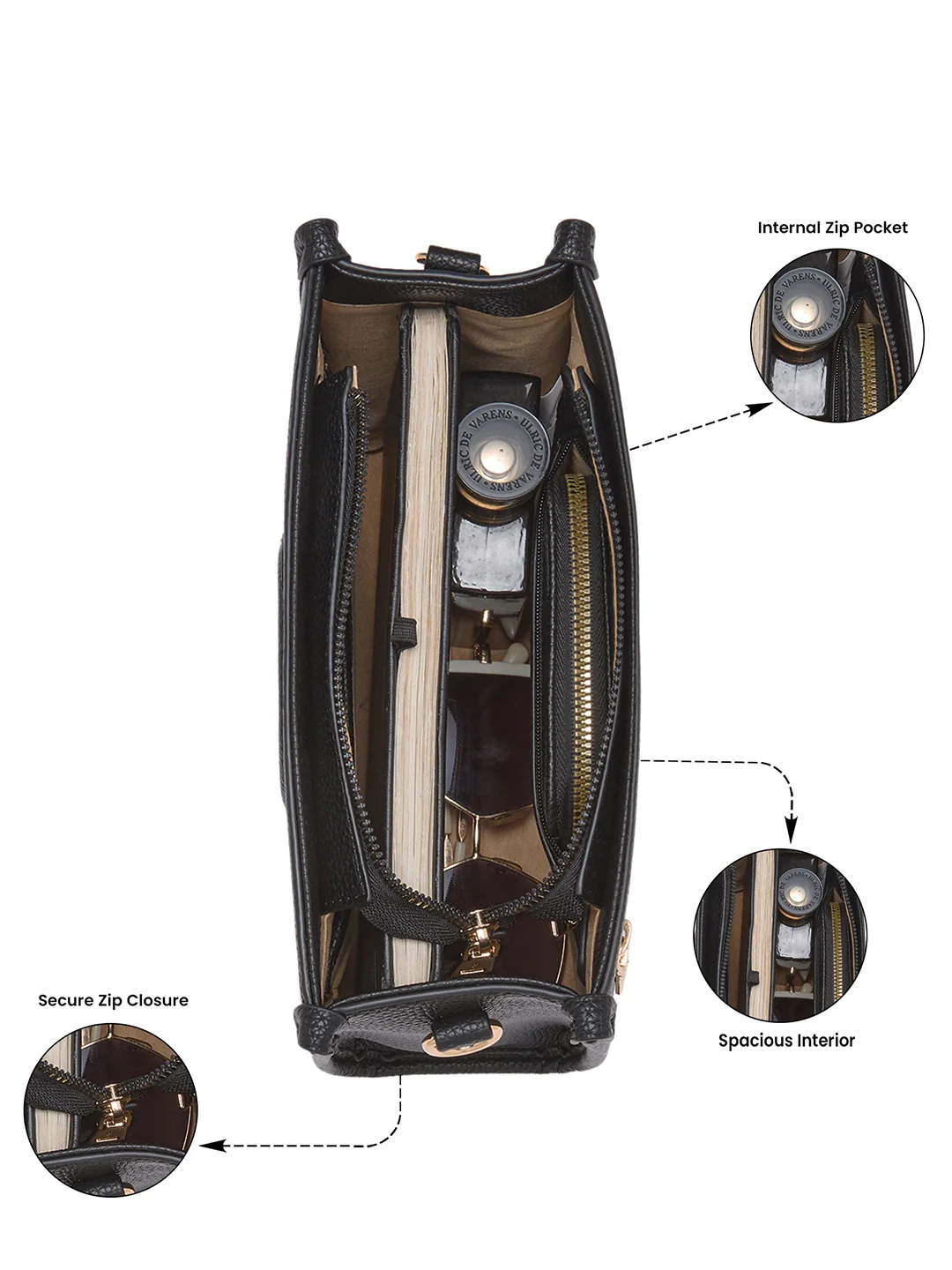 Caprese Suite Medium Black Sling Bag - Image 4