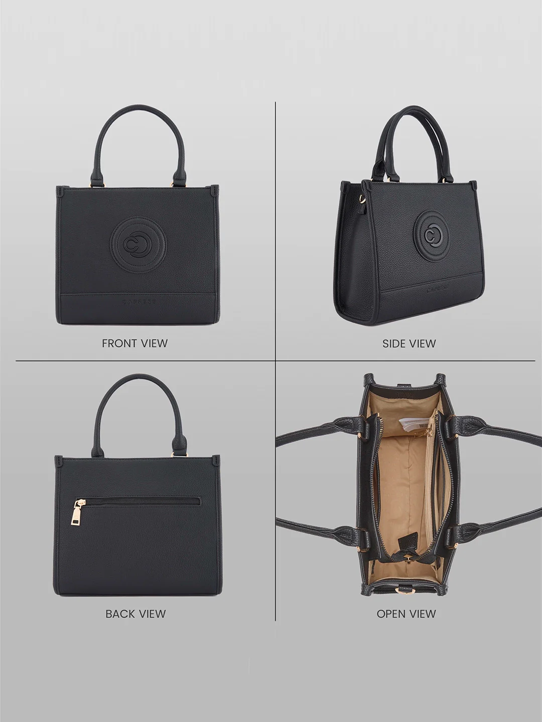 Caprese Suite Medium Black Tote Bag - Image 9