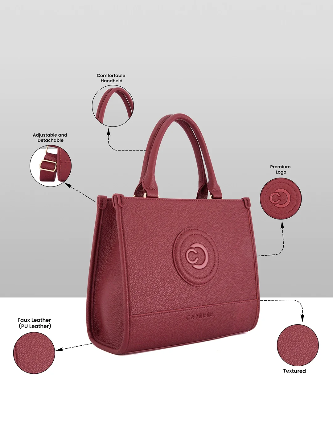 Caprese Suite Medium Bordeaux Tote Bag - Image 3