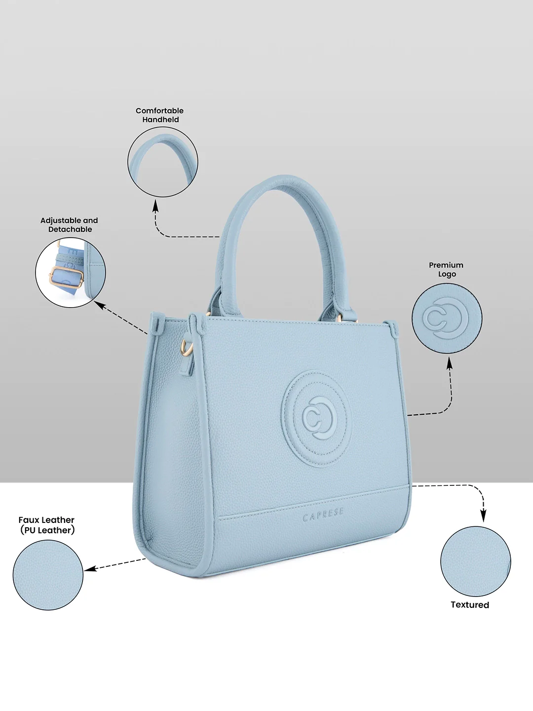 Caprese Suite Medium Powder Blue Tote Bag - Image 3