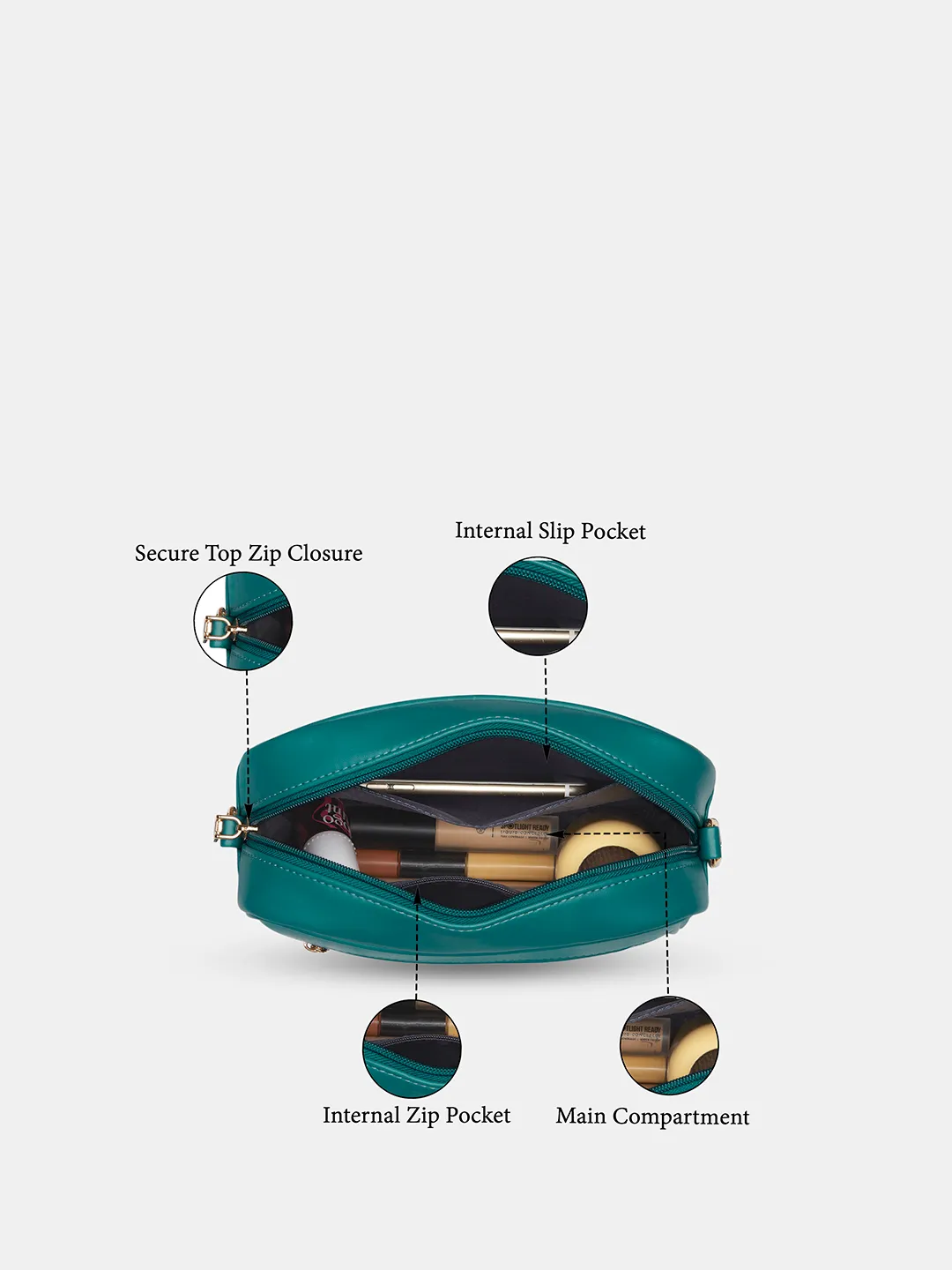 Caprese Sunny Medium Teal Blue Sling Bag - Image 4