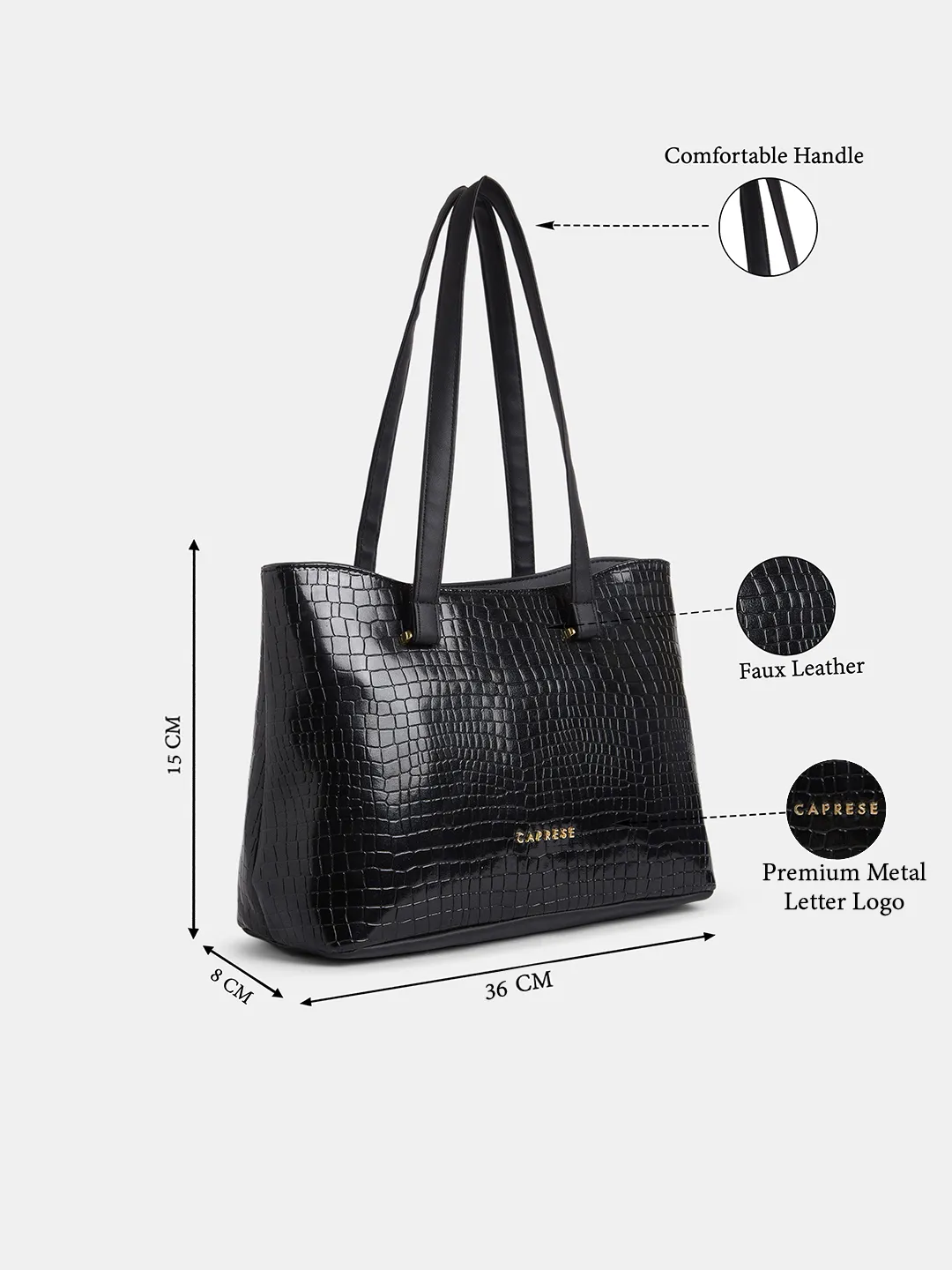 Caprese Suzie Medium Black Tote Bag - Image 8