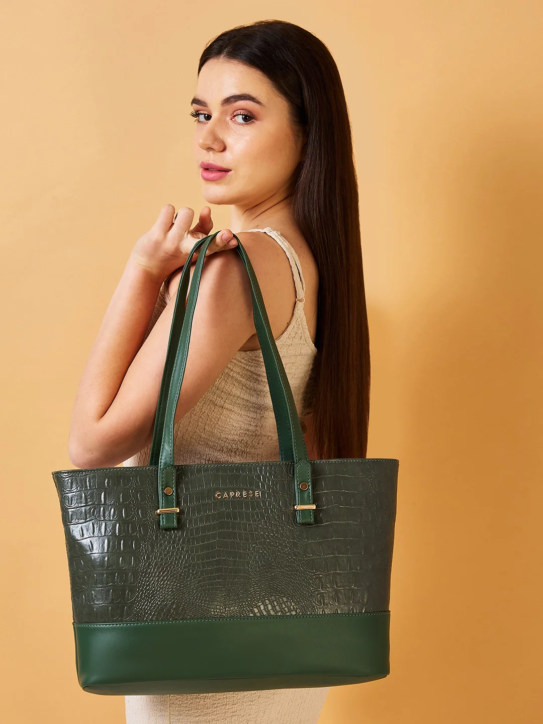 Caprese Syra Large Sage Green Laptop Tote Bag - Image 11