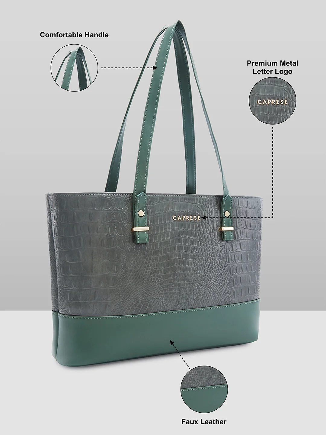 Caprese Syra Large Sage Green Laptop Tote Bag - Image 6