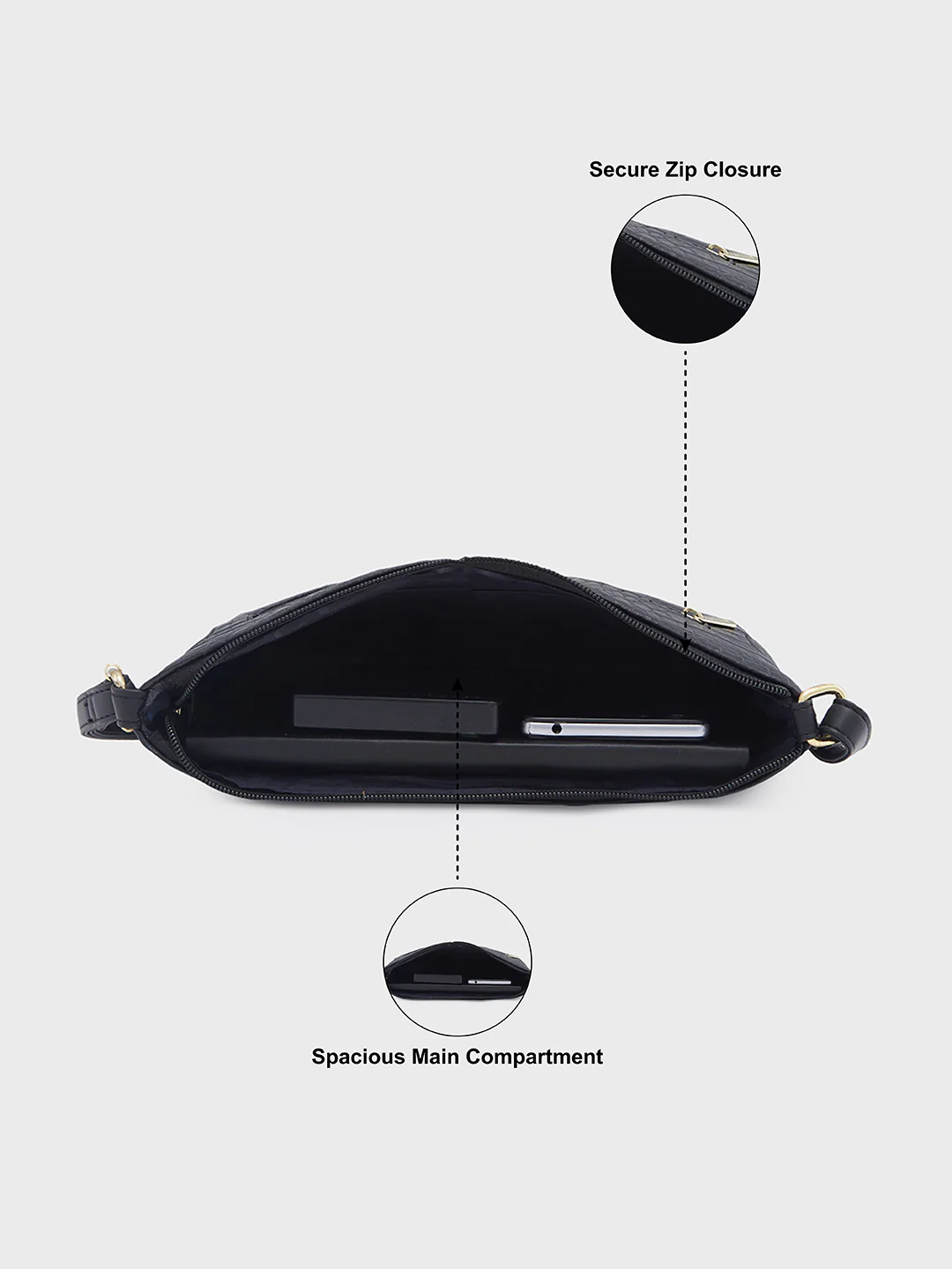 Caprese Syra Small Black Sling Bag - Image 7
