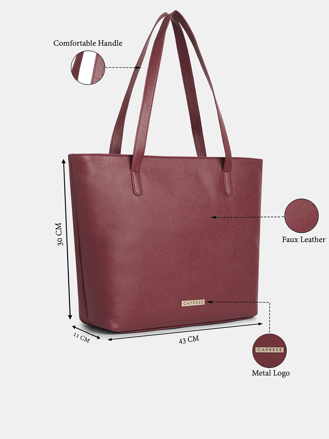 Caprese Tarry Large Cherry Red Laptop Tote Bag - Image 3