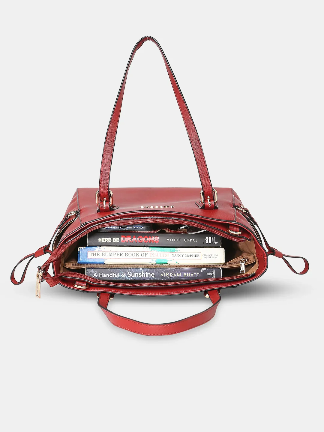 Caprese Tasha Medium Maroon Tote Bag - Image 10
