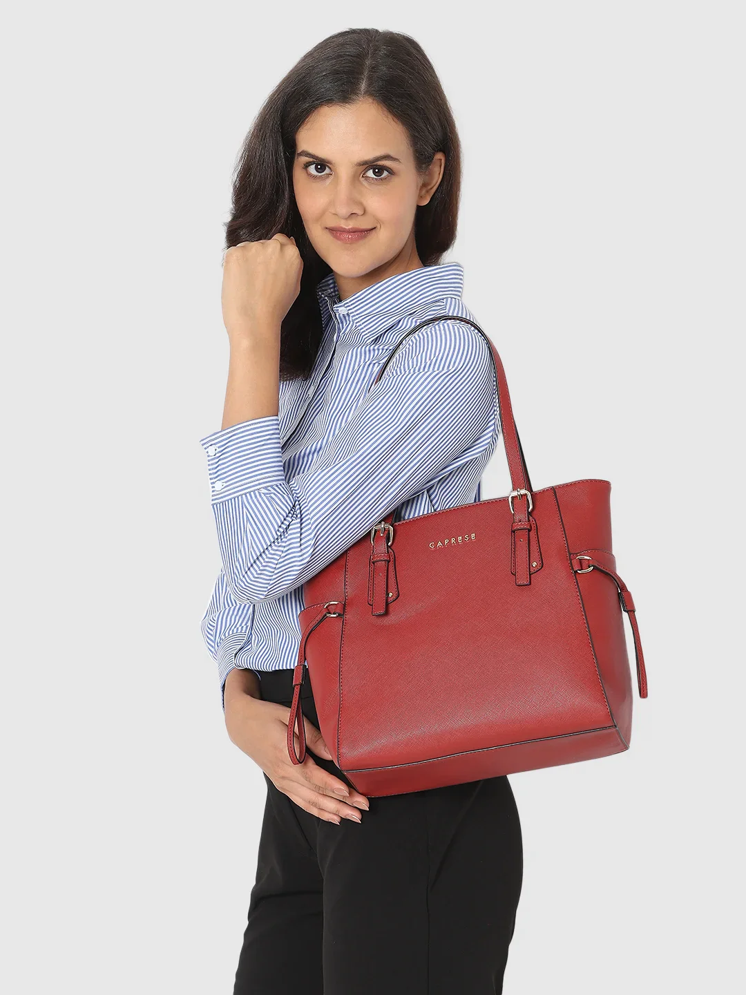 Caprese Tasha Medium Maroon Tote Bag - Image 3