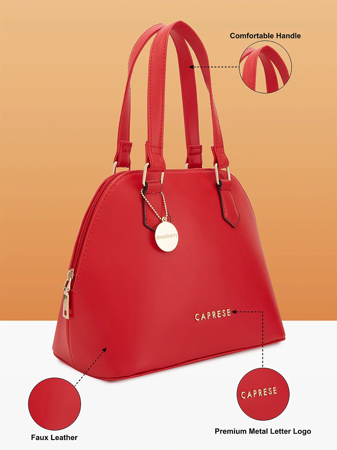 Caprese Tess Small Red Satchel Bag - Image 6