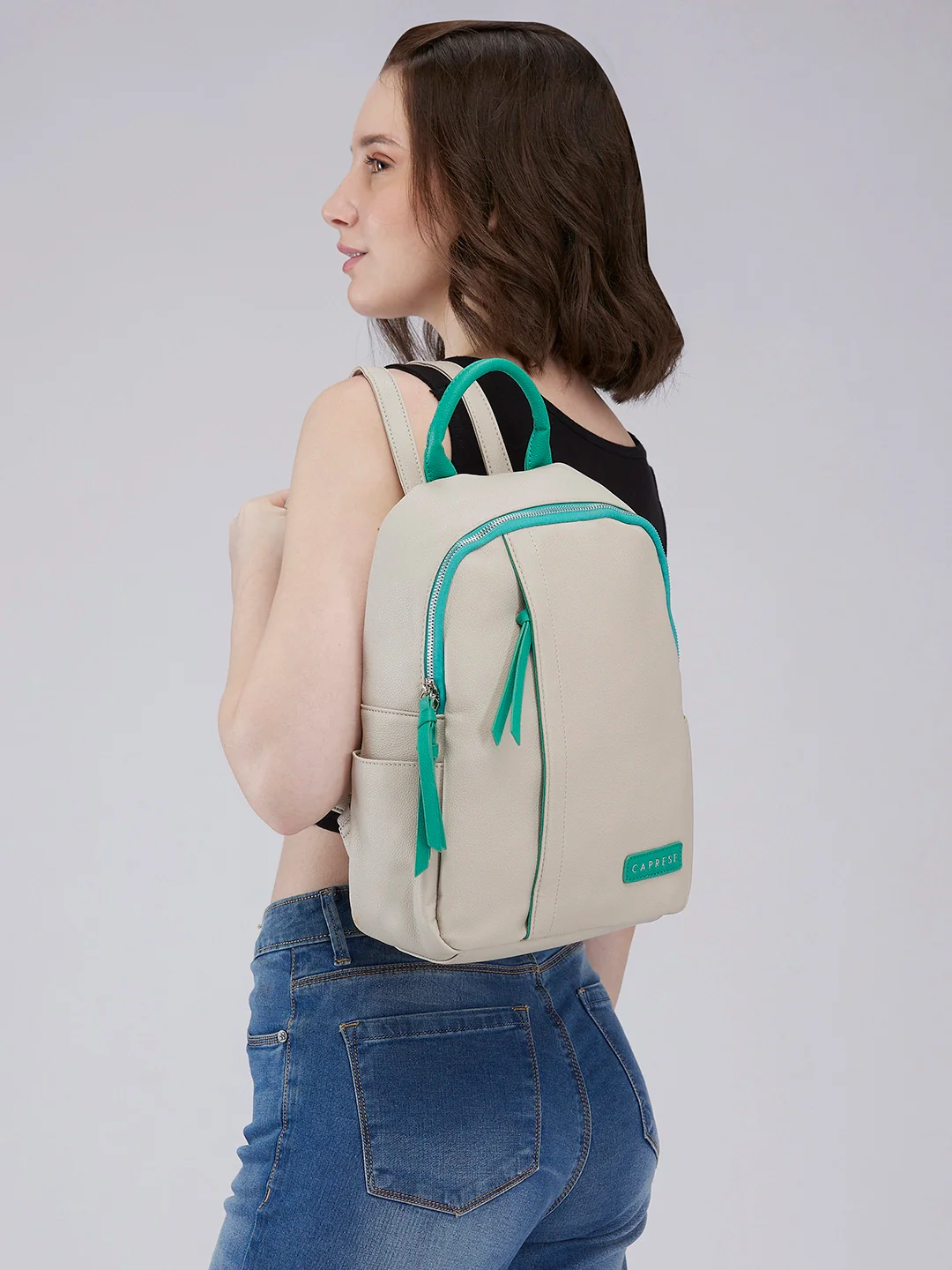 Caprese Tia Medium Beige Backpack - Image 13