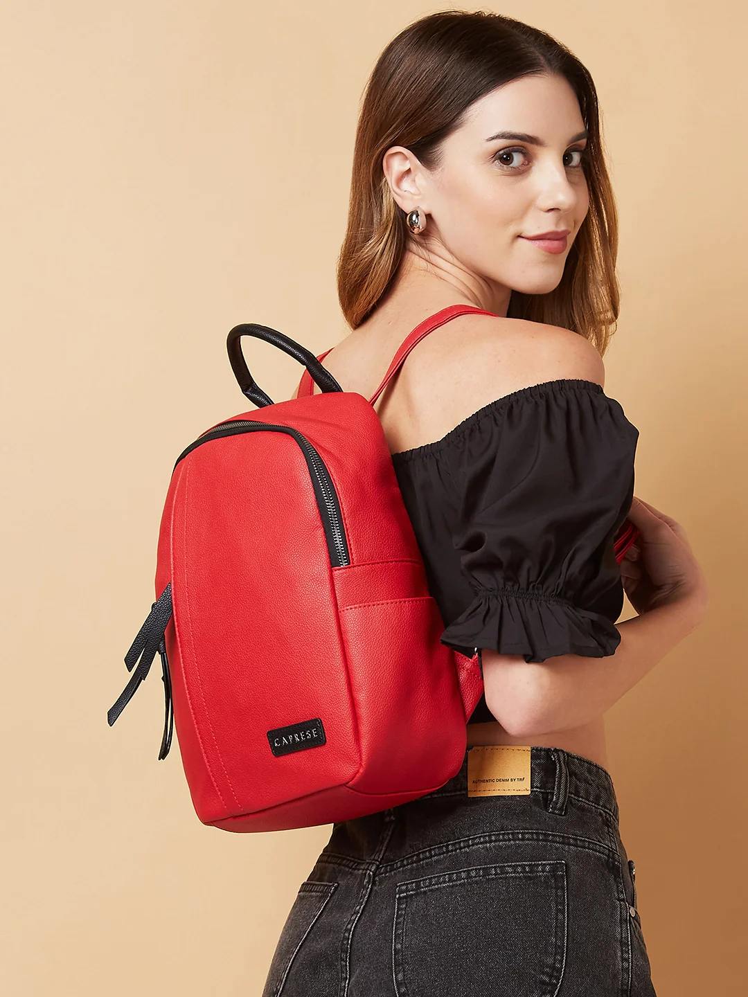 Caprese Tia Medium Red Backpack - Image 6