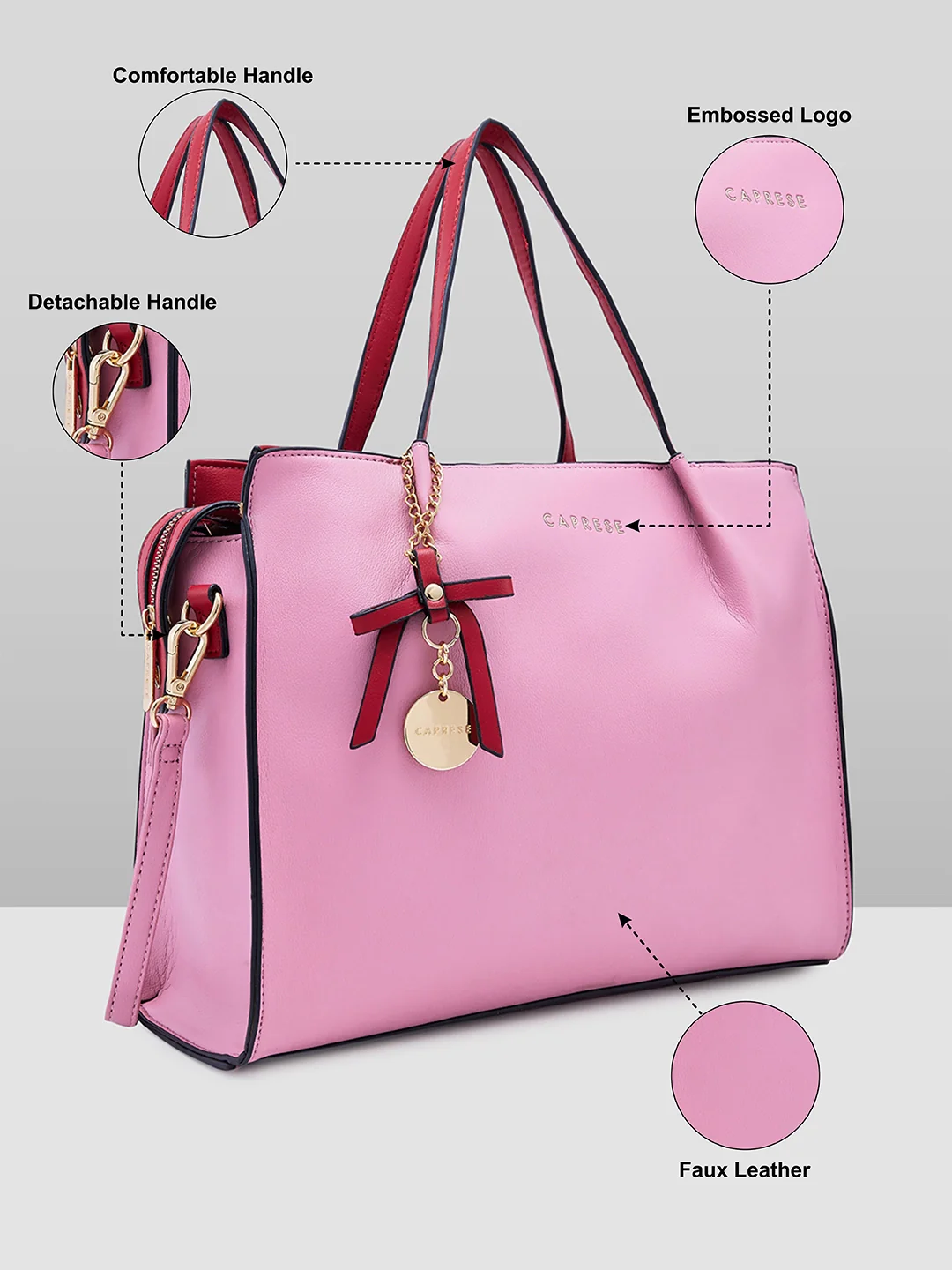 Caprese Tiera Large Blush Satchel Bag - Image 10