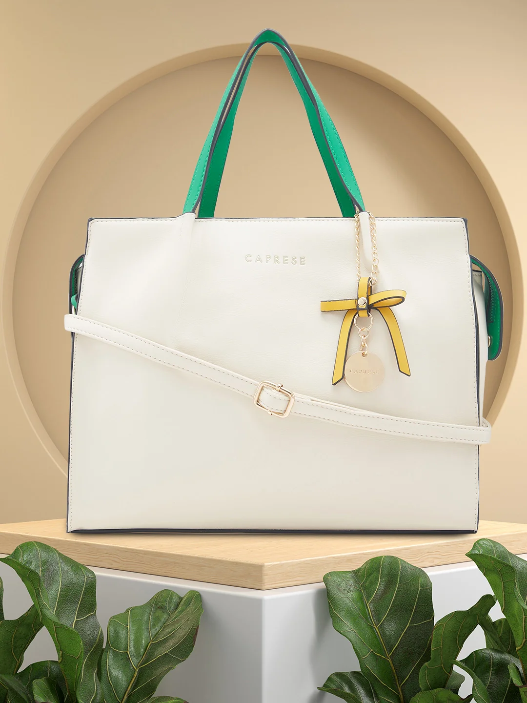 Caprese Tiera Large Cream Satchel Bag - Image 2