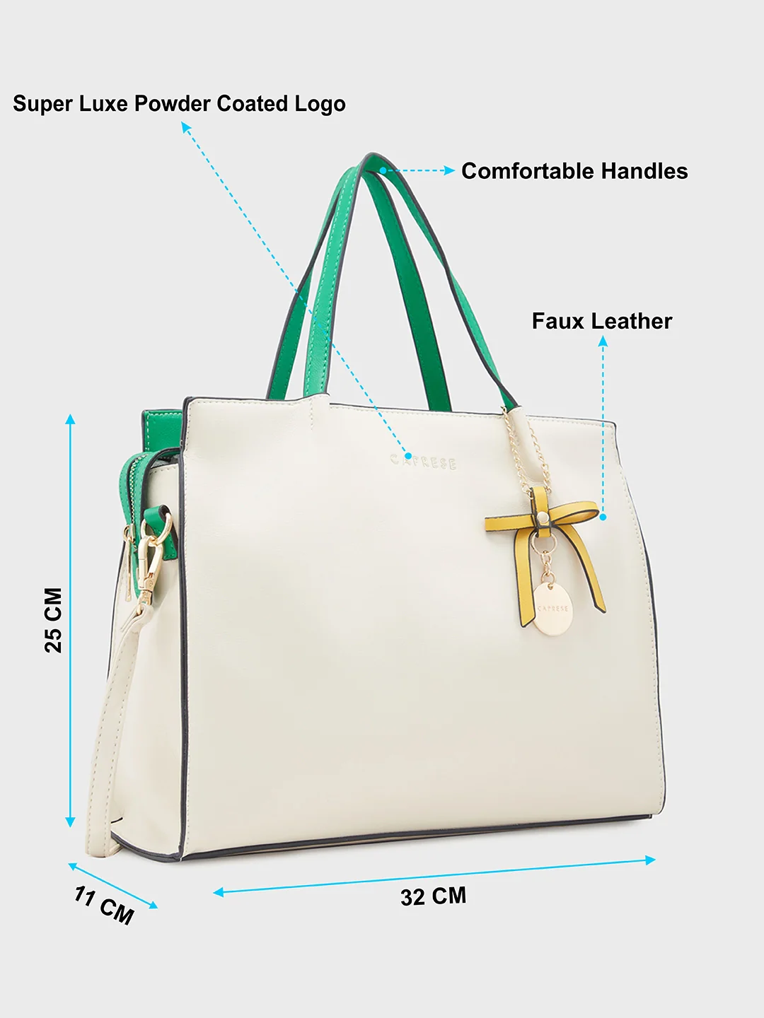 Caprese Tiera Large Cream Satchel Bag - Image 7