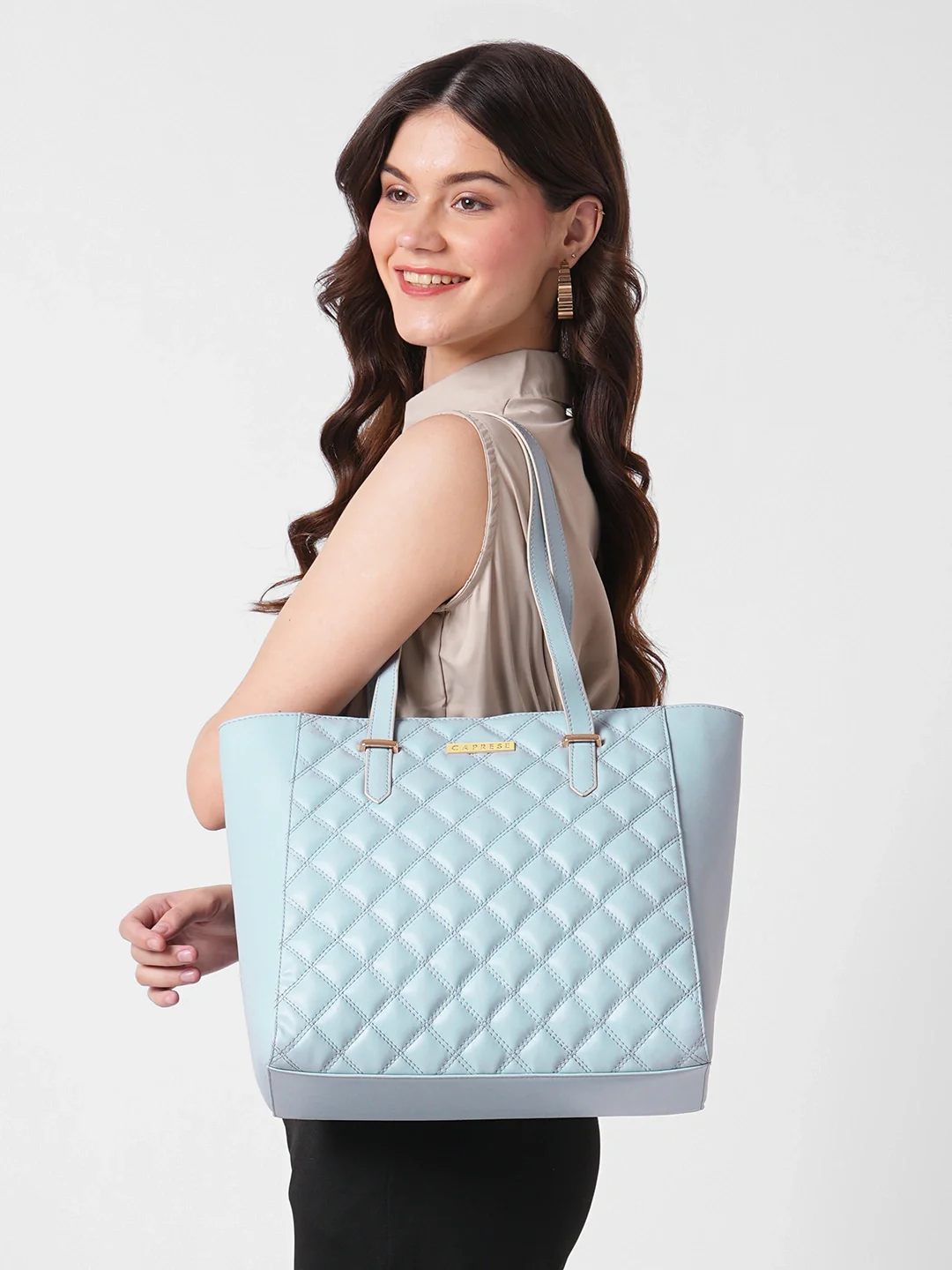 Caprese Tilly Large Powder Blue Tote Bag - Image 2