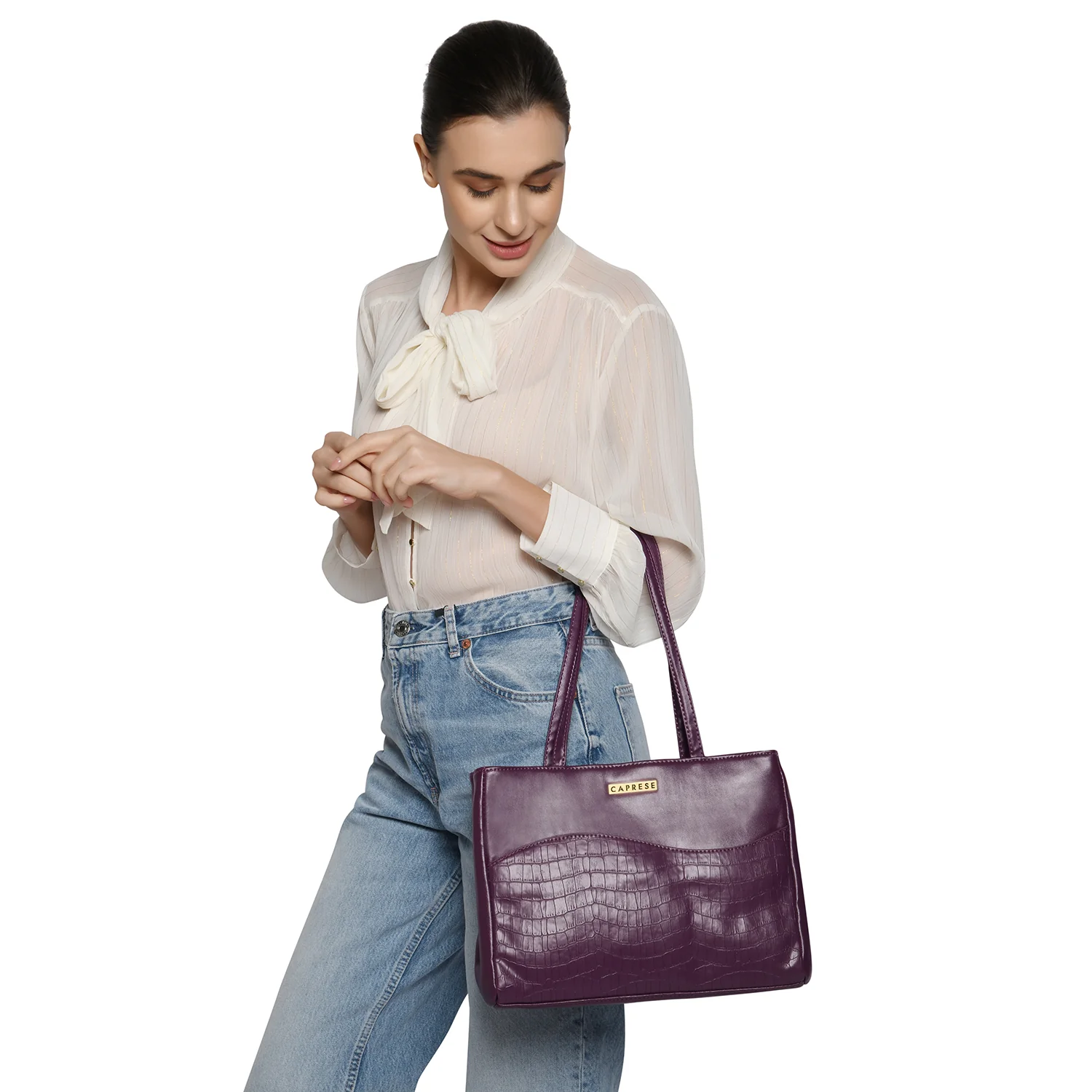Caprese Tio Large Plum Satchel Bag - Image 2