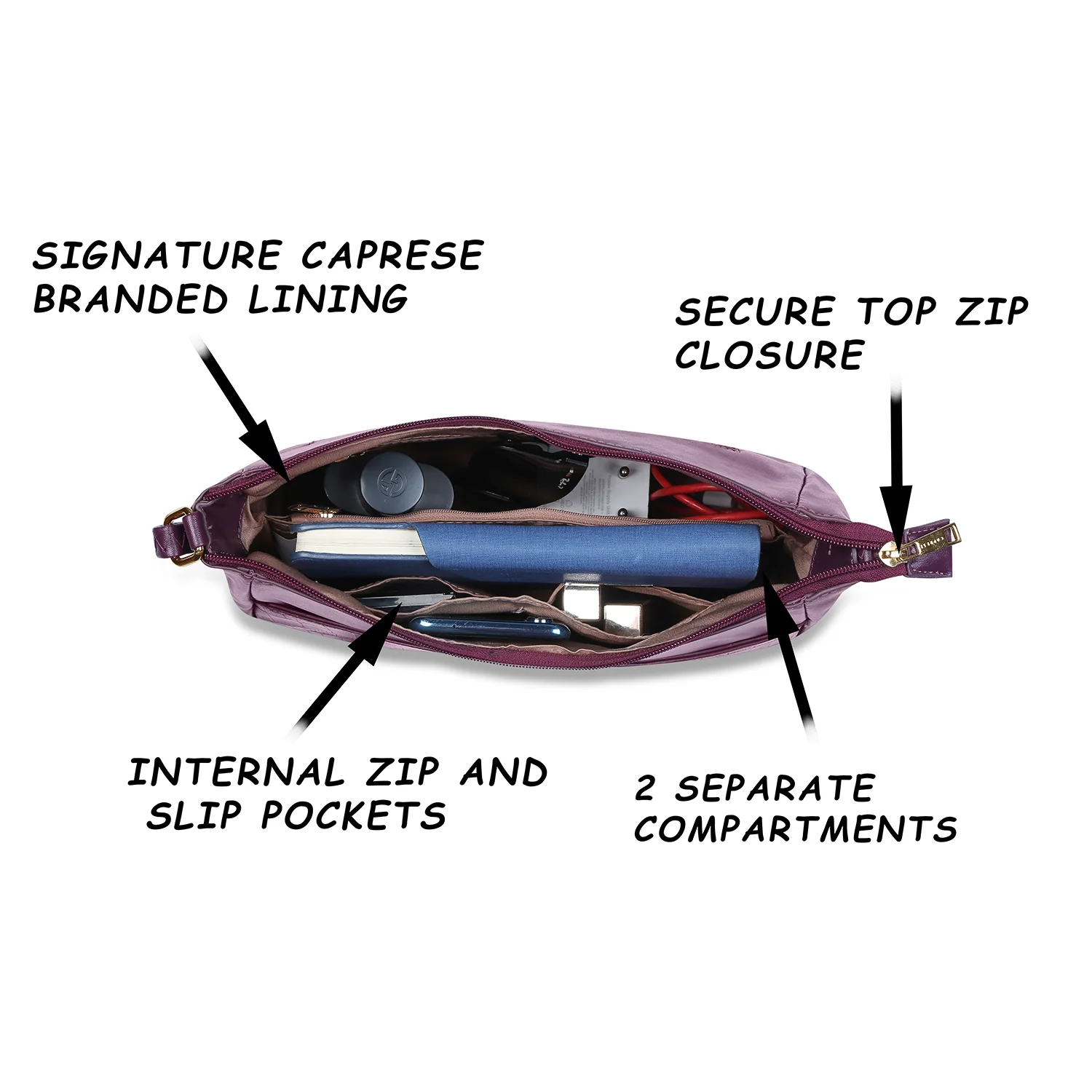 Caprese Tio Large Plum Satchel Bag - Image 5