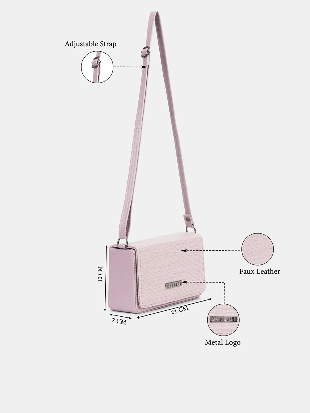 Caprese Tira Medium Lt. Pink Sling Bag - Image 8