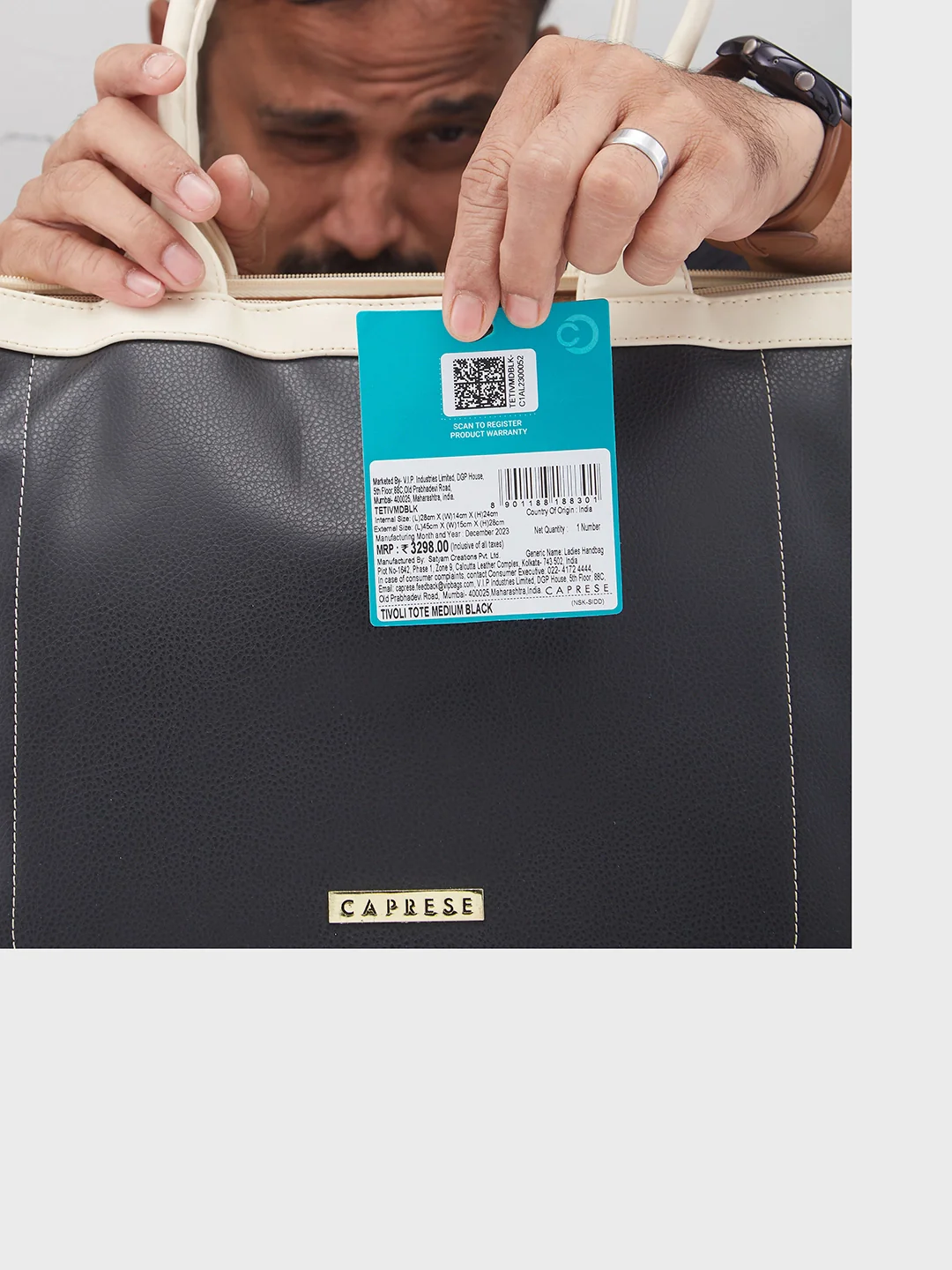 Caprese Tivoli Medium Black Tote Bag - Image 14