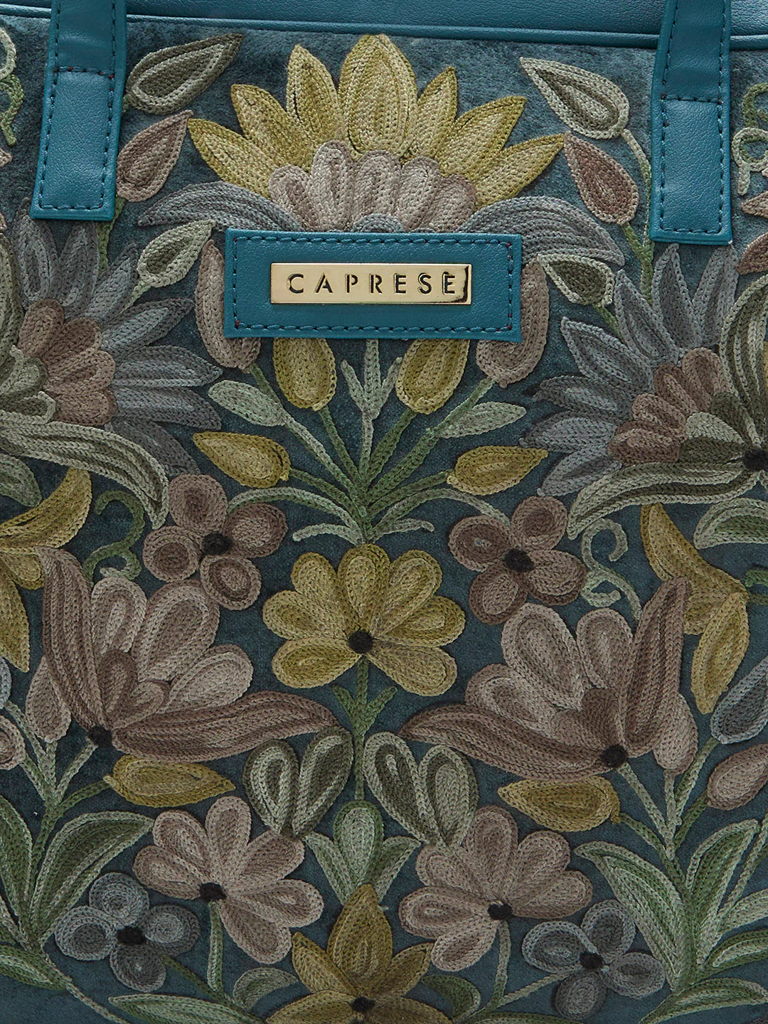 Caprese Tresna Embroidery Large Green Laptop Tote - Image 9