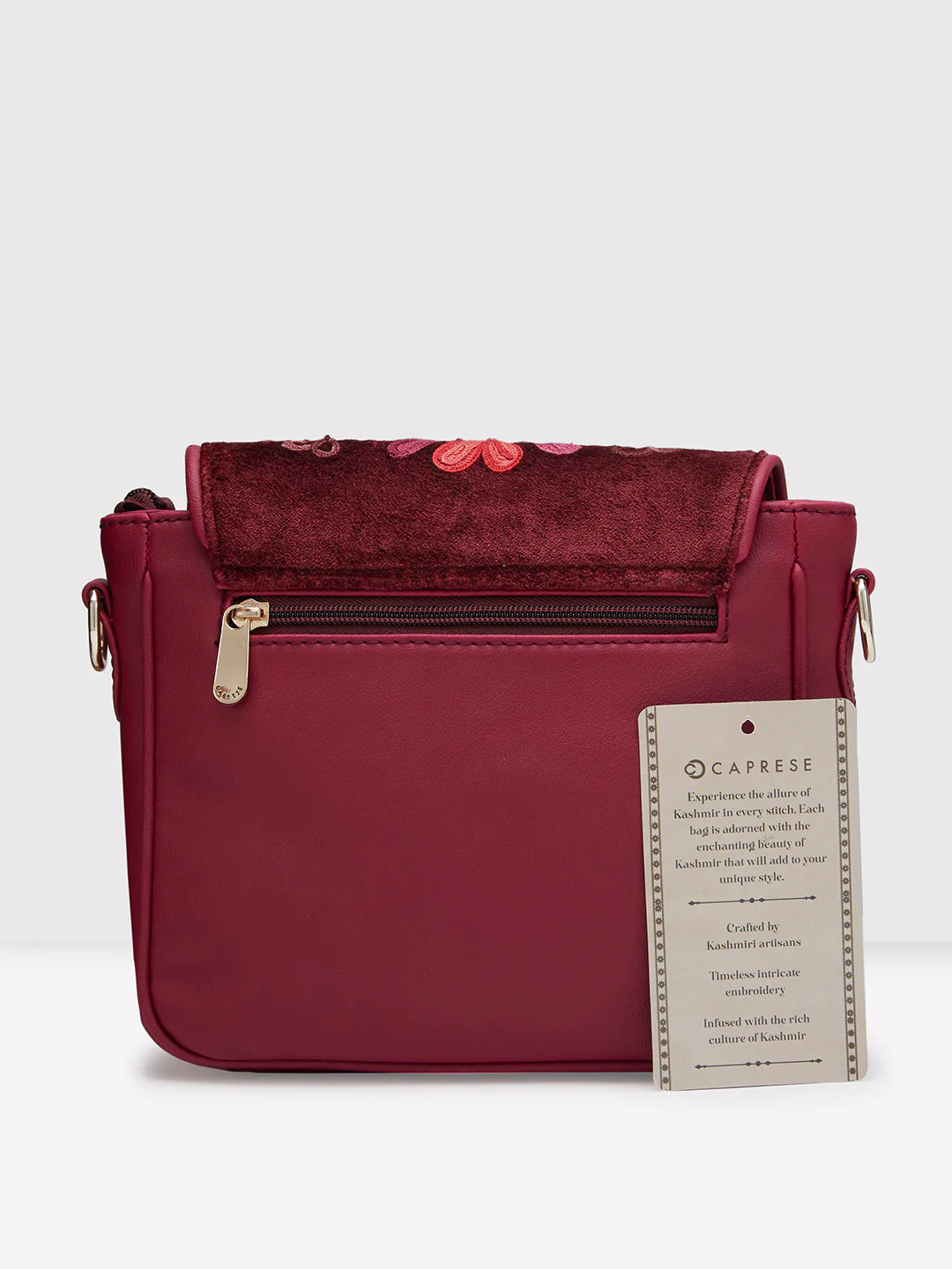 Caprese Tresna Large Maroon Sling Bag - Image 5
