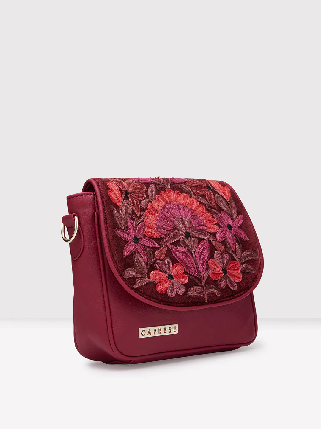 Caprese Tresna Large Maroon Sling Bag - Image 6