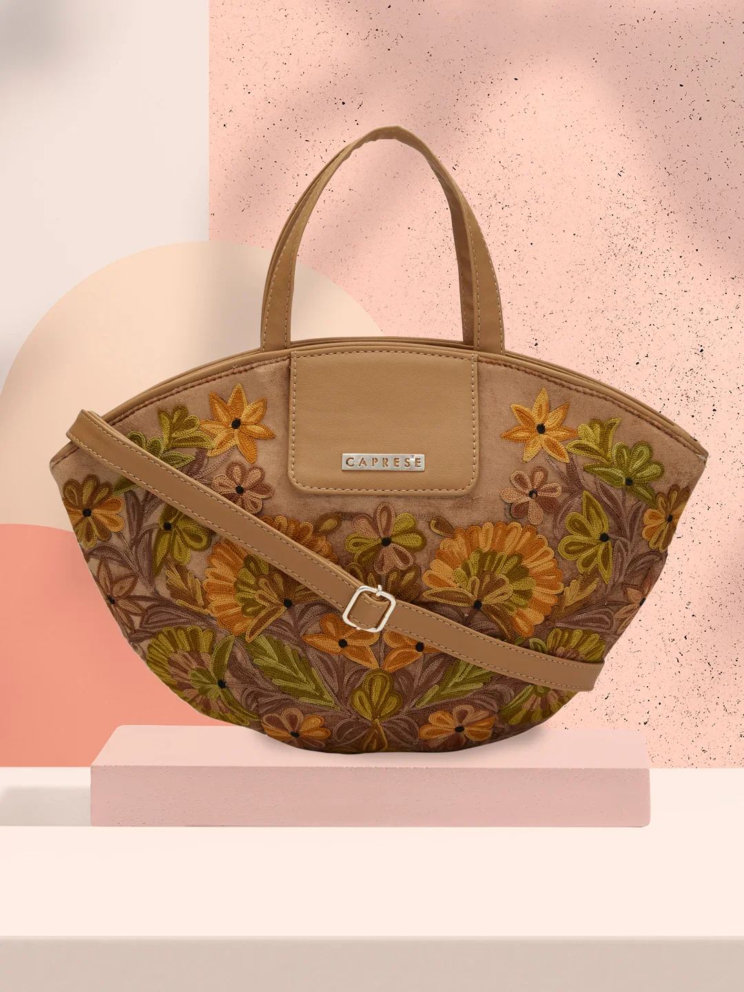Caprese Tresna Embroidery Fawn Tote Handbag - Image 3