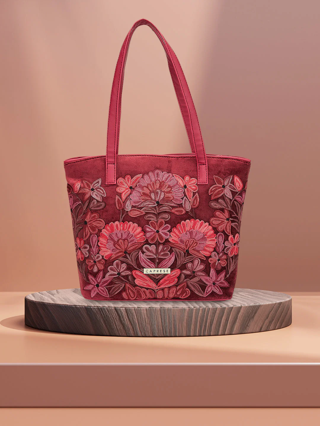 Caprese Tresna Medium Maroon Tote Bag - Image 2