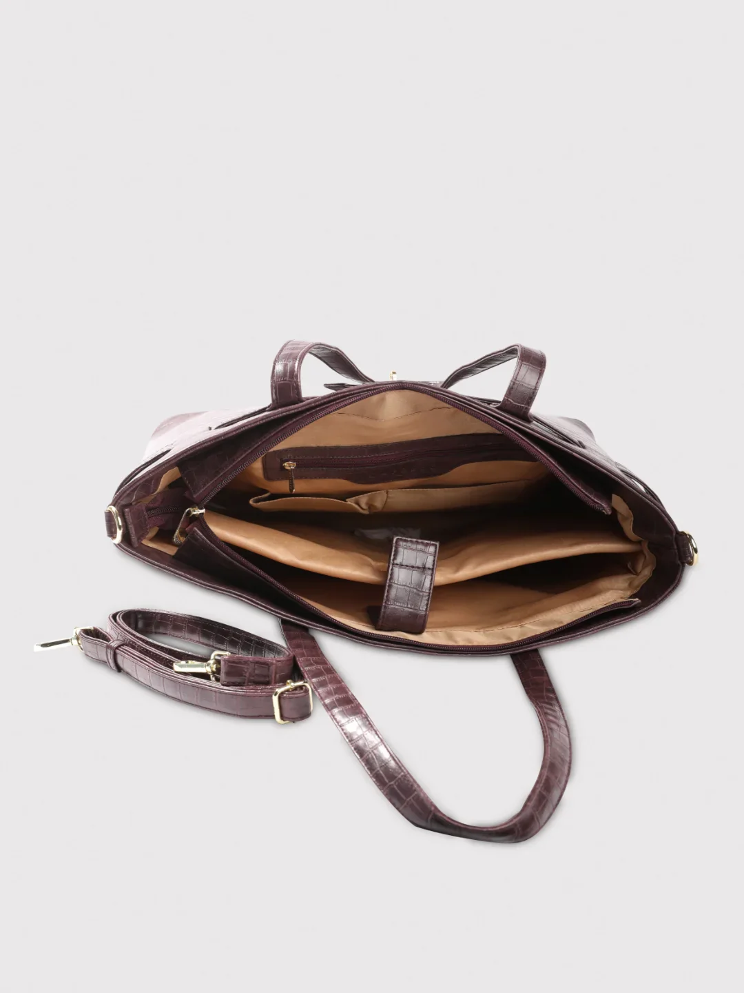 Caprese Treza Large Plum Tote Laptop Bag - Image 10