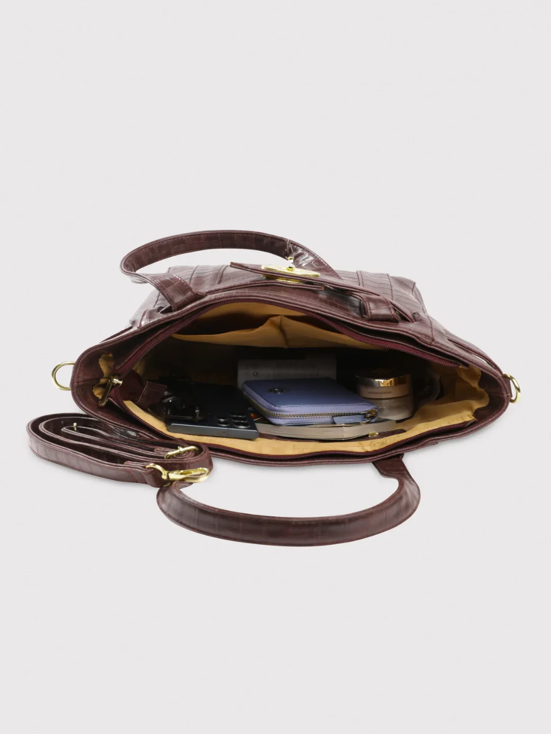 Caprese Treza Large Plum Satchel Bag - Image 11